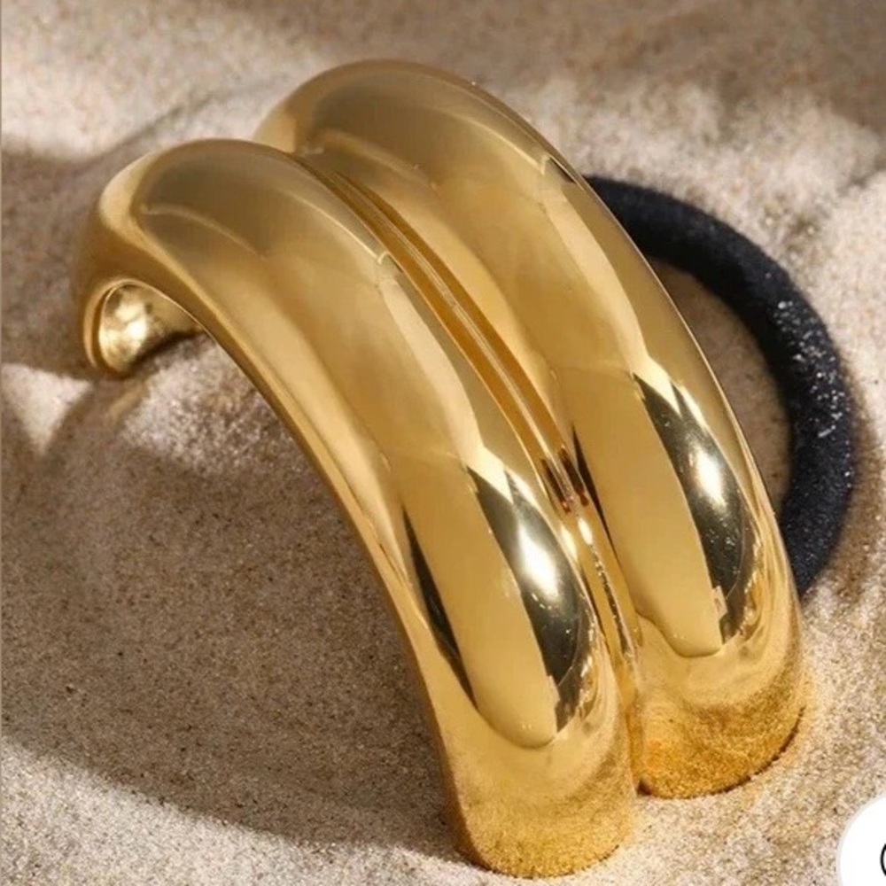 NWT Elegant Double Arch Pony Cuff Hair Accessory 18k Gold Plated